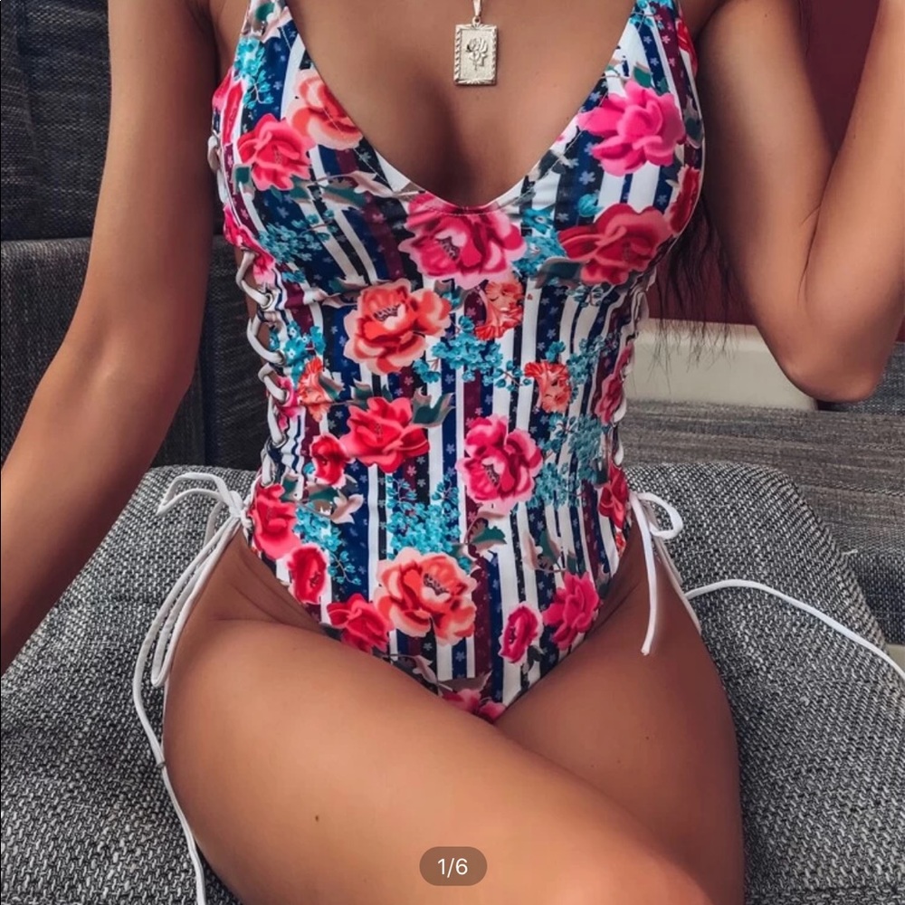 SHEIN floral one piece size large
